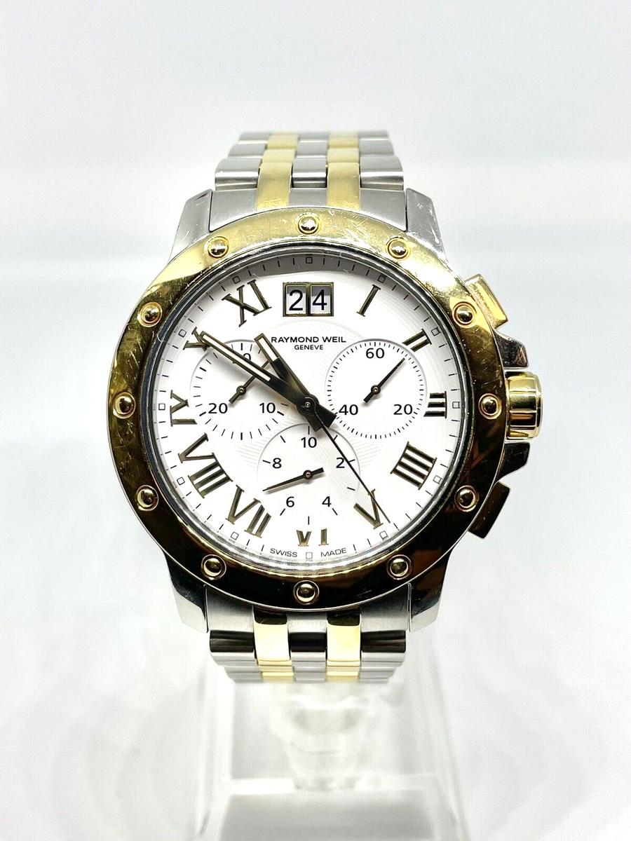 Raymond Weil 4899 Tango Chrono 40mm Two Tone White Dial Mens Watch