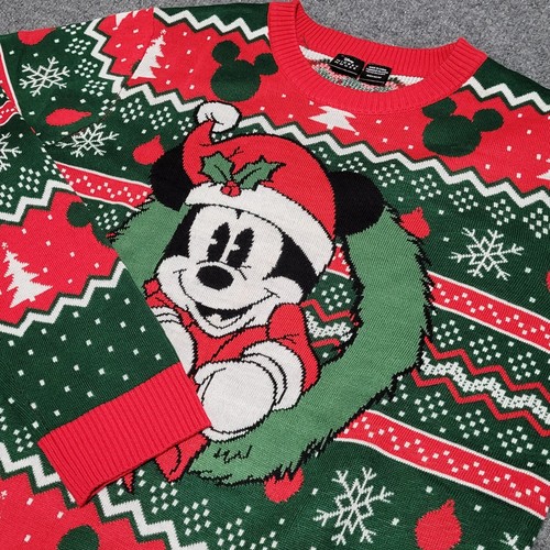 Disney Mickey Mouse Christmas Sweater Women's Medium Holiday Snowflakes
