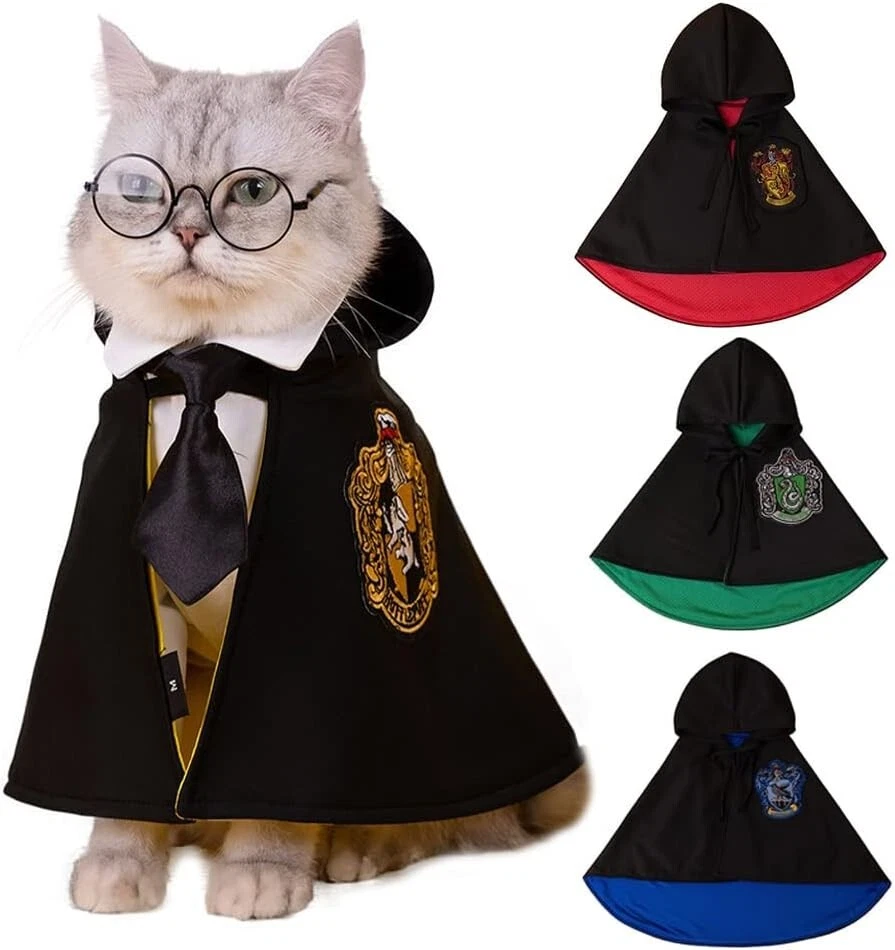 Halloween Perro Gato Disfraz Capa: Mascota Mago Ropa Juegos con disfraces Conjunto Mediano Foto 2 de 4