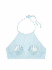 new Victoria's Secret pink strappy high neck shell swimsuit bikini top m