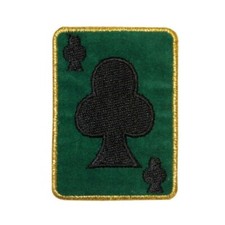 ID 0016B Green Card Clubs Poker Hand Embroidered Iron On Applique Patch