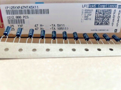 100 Stück Elko Rubycon 25YXF47MTA5X11 - 47uf - 25V - RM5 - 5X11 - Radial