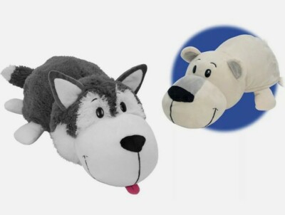 Flipazoo Poppi Polar Bear Asher Husky 16'' Convertible Plush Stuffed 2 in 1 Flip