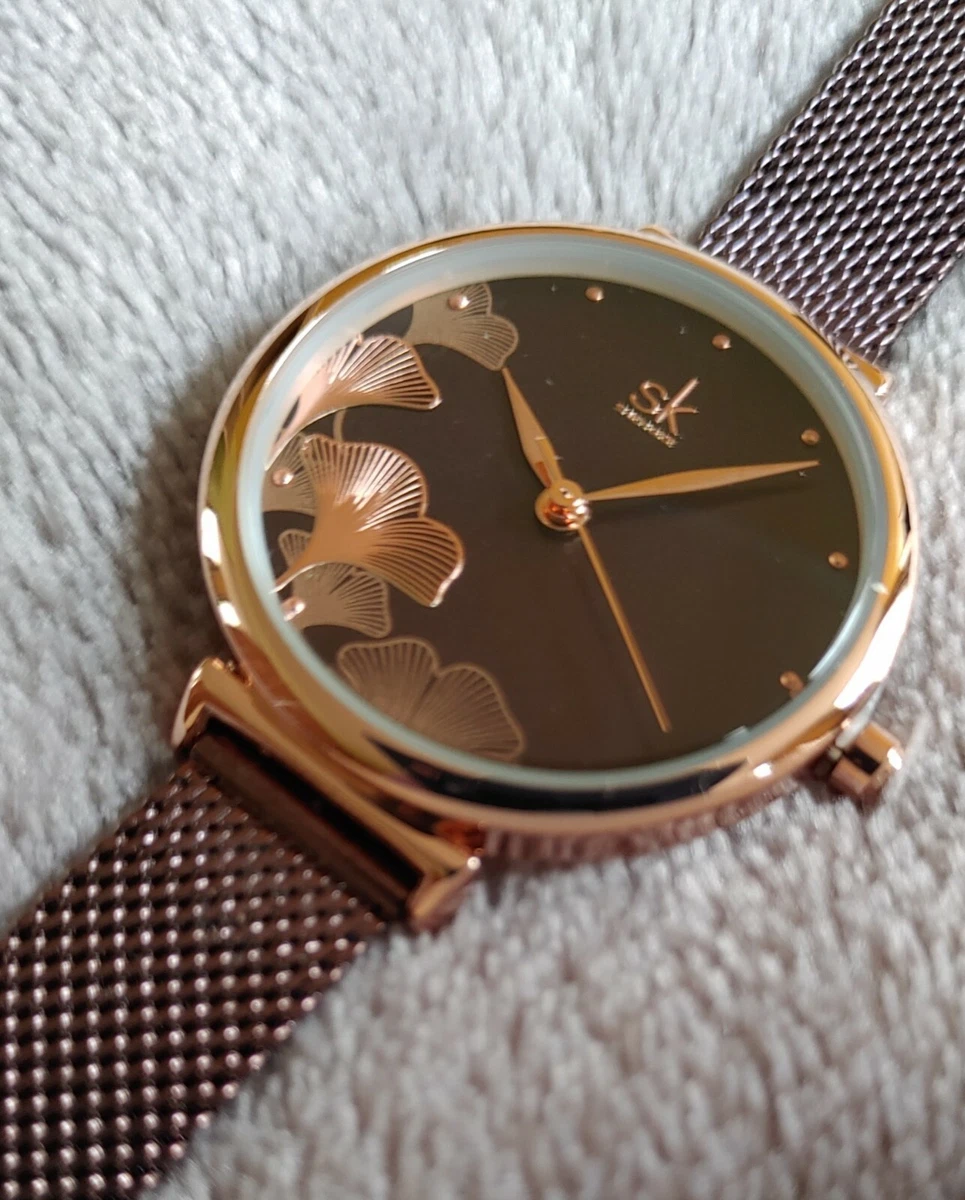 Montre Femme Shengke Dor Marron Gingkao Chic El gante Amour Eternel St Valentin