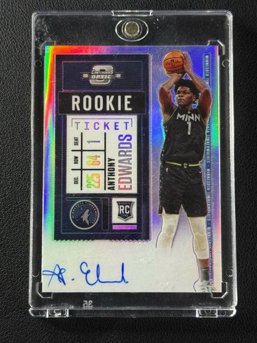 ANTHONY EDWARDS 2020-21 CONTENDERS OPTIC #137 SILVER HOLO ROOKIE TICKET AUTO RC