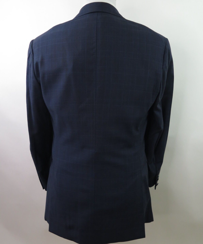 Traje italiano para hombre de dos piezas a cuadros azul lana pura cintura faconnable 35x29 41 R - Imagen 6 de 21