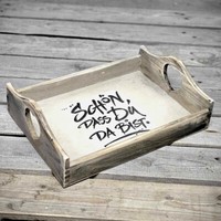 Vintage Holz-Tablett 35X25X10Cm Tablett Handarbeit