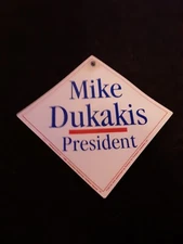 Mike Dukakis for President 1988 Car Window Suction Cup Hanger