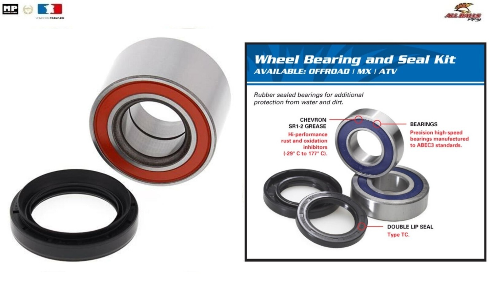 Roulement de roue avant All Balls étanche pour Can-Am Outlander 400 2X4 2005
