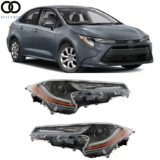Headlights Headlamps Black Right&Left Side For 2023 2024 Toyota Corolla LE LED