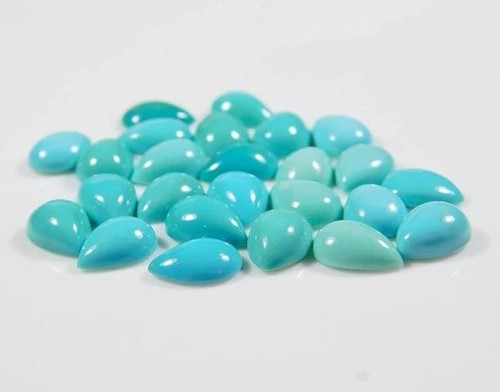 Pear Flat Back Natural Arizona Turquoise AAA Loose Gemstone For Making Jewelry - Picture 6 of 20