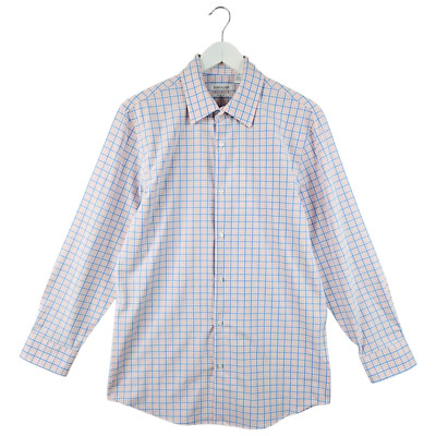 Haggar Hemd Herren Rosa Kariert Smart Freizeit Bügelfrei Slim Fit Hemd Größe Medium M