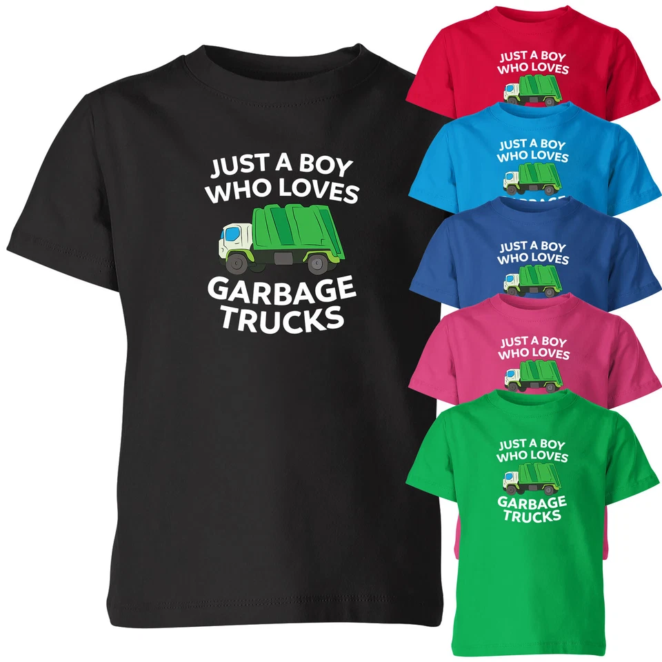 Just A Boy Who Loves Garbage Trucks Kids T Shirt Funny Boy Novelty Tee