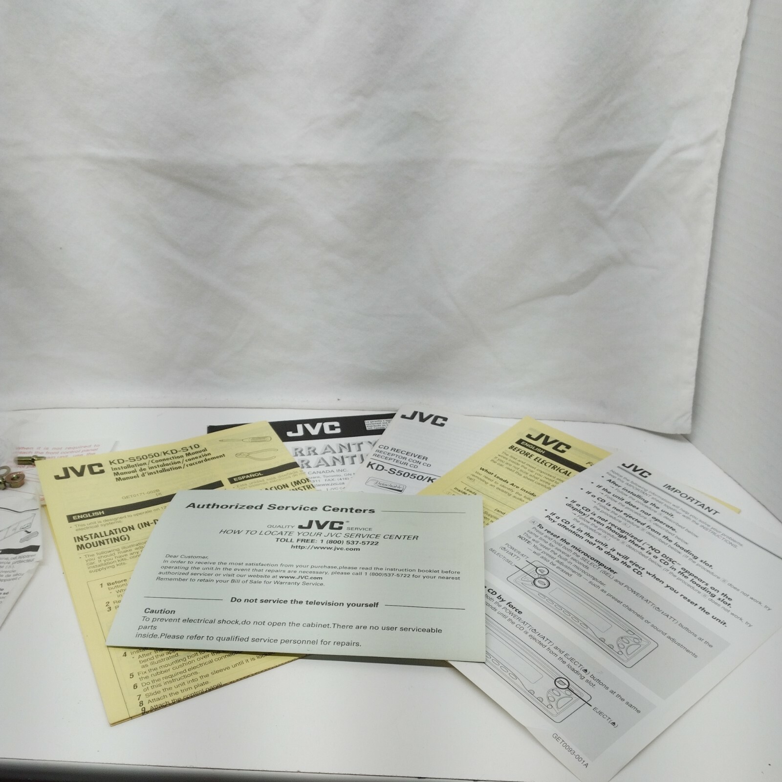 JVC KDS5050/KDS10 Installation and Operation Manuals, some parts. NO