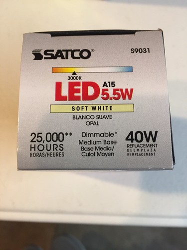 SATCO S9031 5.5W A15 Energy Savings LED E26 Medium Base Light Bulb Frosted White - Picture 5 of 6