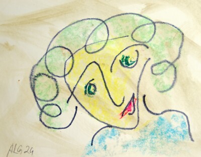 ''Gerda dear before'' pastel and chalk paper 28 cm Prof.em Loeschner-Gornau #.