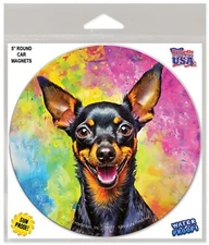 Miniature Pinscher Happy Dog Car Magnet 5x5"