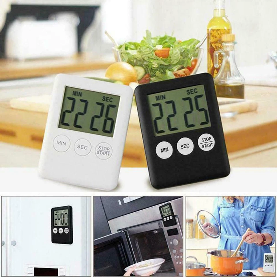 Electronic LCD Digital Kitchen Cooking Timer Count-Down Up Clock Loud Alarm - Image 4 of 4