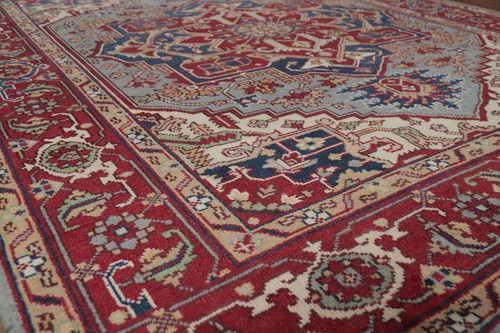 Heriz Serapi Indian Hand-Knotted Living Room Rug Wool 8x10 ft Rug - Picture 6 of 20