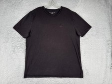 Tommy Hilfiger Shirt Adult Extra Large Black Short Sleeve Crew Cotton Blend READ