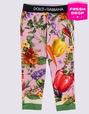RRP€270 DOLCE & GABBANA Kids Leggings Size 7-8Y Farmer Print Made in Italy
