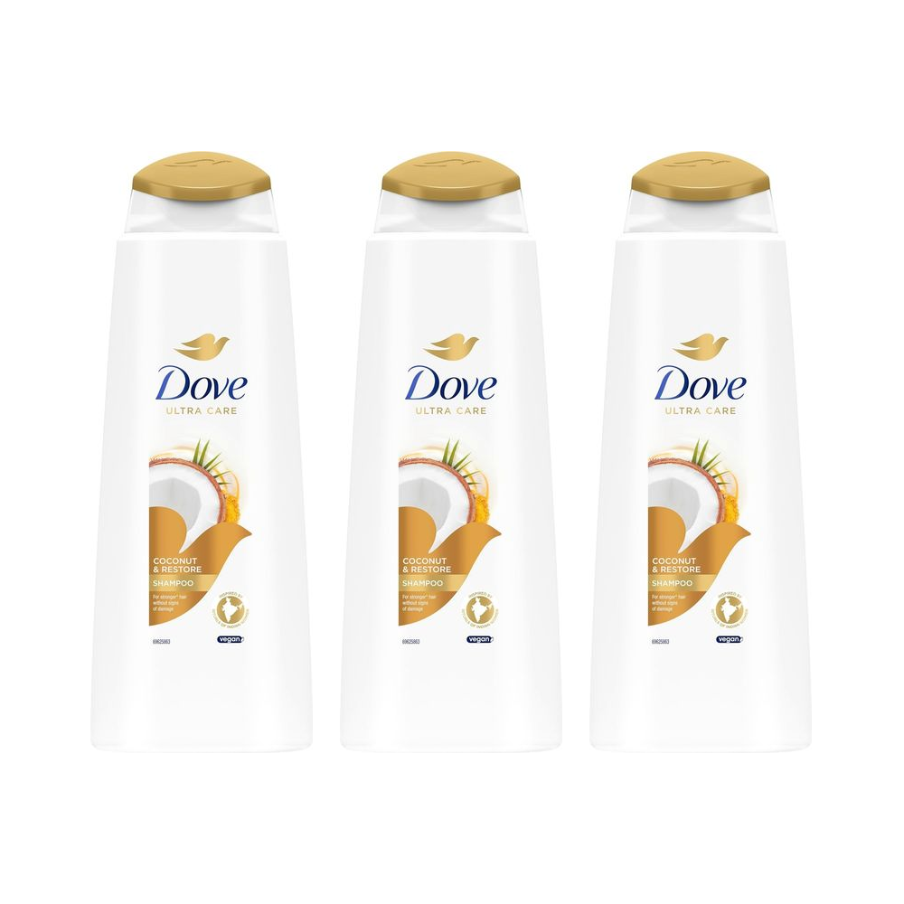 Dove Ultra Care Shampoo - Coconut & Restore 3x400 ml, Bio Restore Technology - Image 10