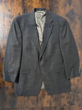 Hart Schaffner Marx Blazer Jacket 44R Mens Wool Tweed Brown Golden Blue USA MADE