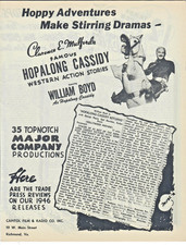 VINTAGE ORIGINAL TRADE PRESS REVIEW BROCHURE 1946 HOPALONG CASSIDY  VERY RARE !
