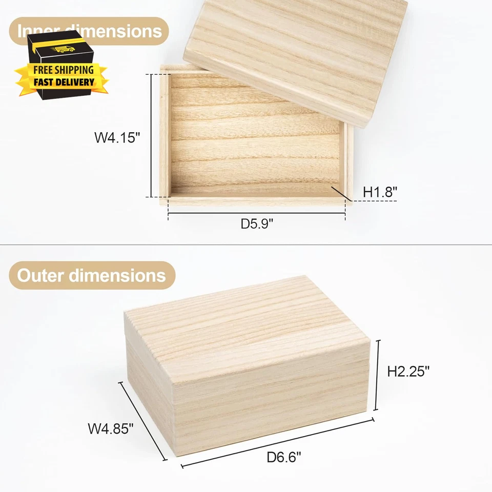 Caja de madera de paulownia Kiribako, caja de madera sin terminar para artesanía, embalaje de regalo, Ha Foto 3 de 4