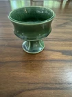 McCoy Pottery USA Green Pedestal Planter Vase Round Vintage 4 1/2" T x 4 1/2 Dia