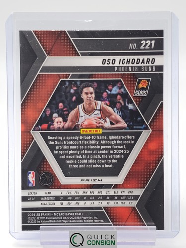 OSO IGHODARO 2024-25 MOSAIC MOSAIC PRIZM SILVER ROOKIE #221 SUNS Q0014 A - Picture 2 of 3