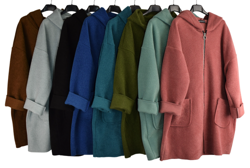 Italian Lagenlook Fleece Zip Through Hooded Jacket Coat Autumn Winter Collection - Picture 16 of 28