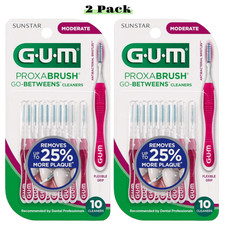 GUM Proxabrush Go-Betweens Moderate Brushes - Soft Bristled Picks  2 Pack 