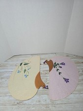 Vintage Uchiwa Japanese Traditional Paper and Wooden Hand Fans 16" Floral