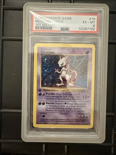 Mewtwo PSA 6 Base Set 1st Edition Shadowless #10 Pokemon 1999 Holo Rare