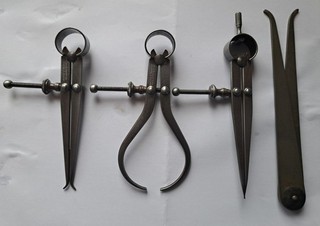 Vintage Moore & Wright Sheffield Calipers / Dividers Set Machinist Tools
