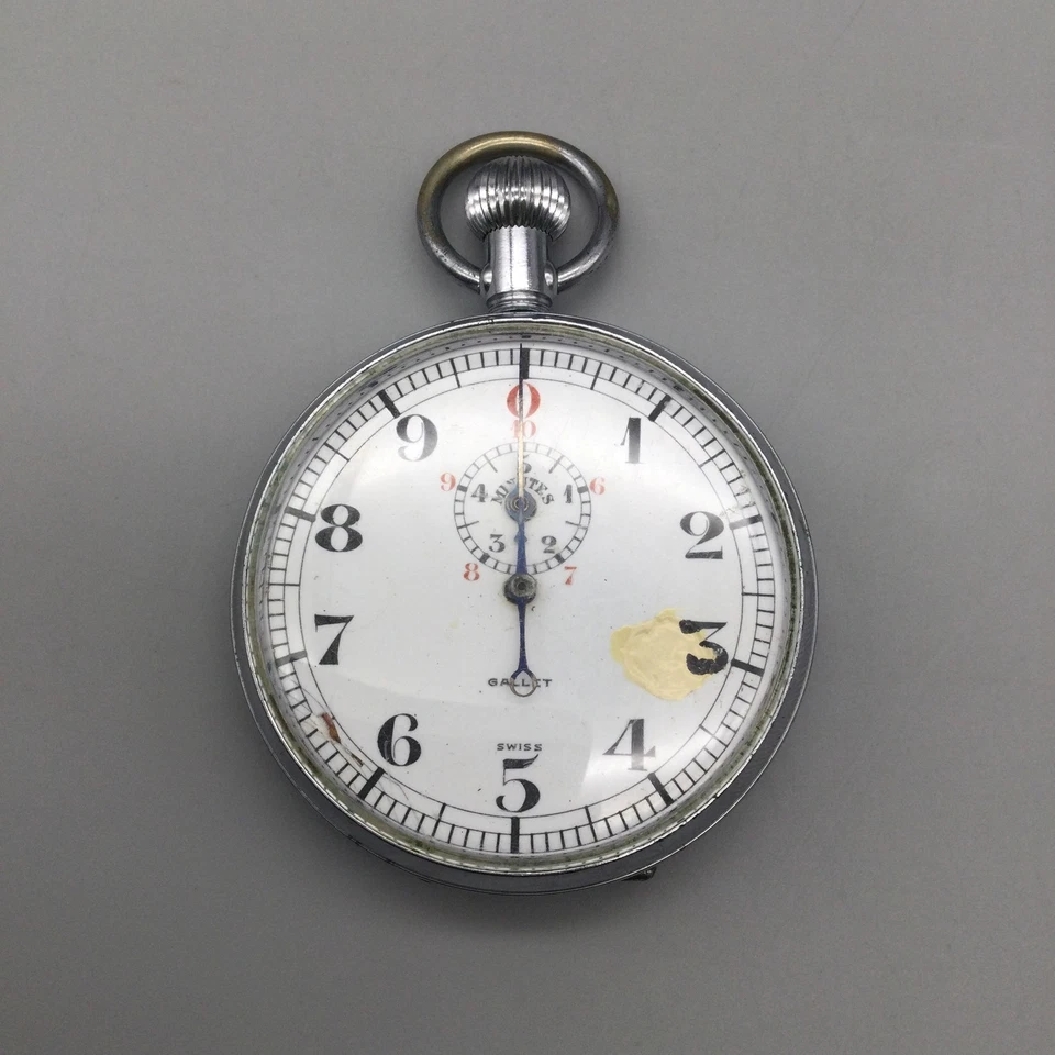 Reloj Bolsillo Cronómetro Gallet Vintage Mecánico Suizo 57mm S.B. Central Track Foto 2 de 4