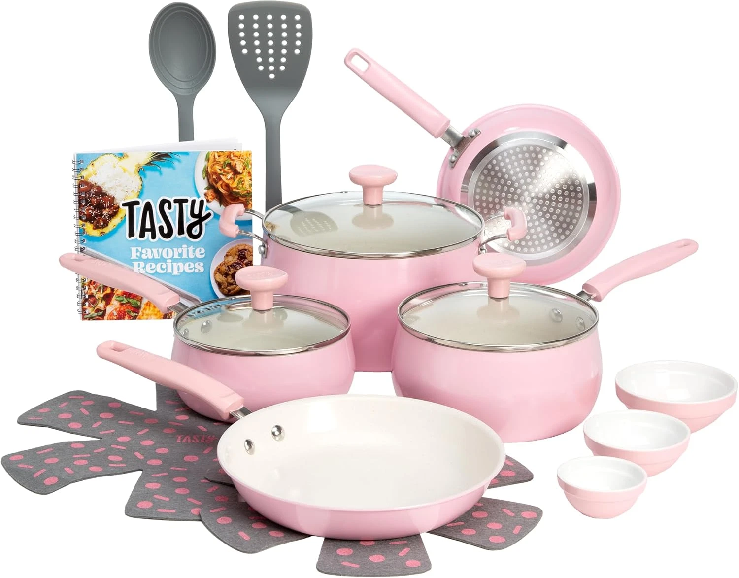 Clean Ceramic Non-Stick Aluminum Cookware Set, Tempered Glass Lid, Dishwasher Sa