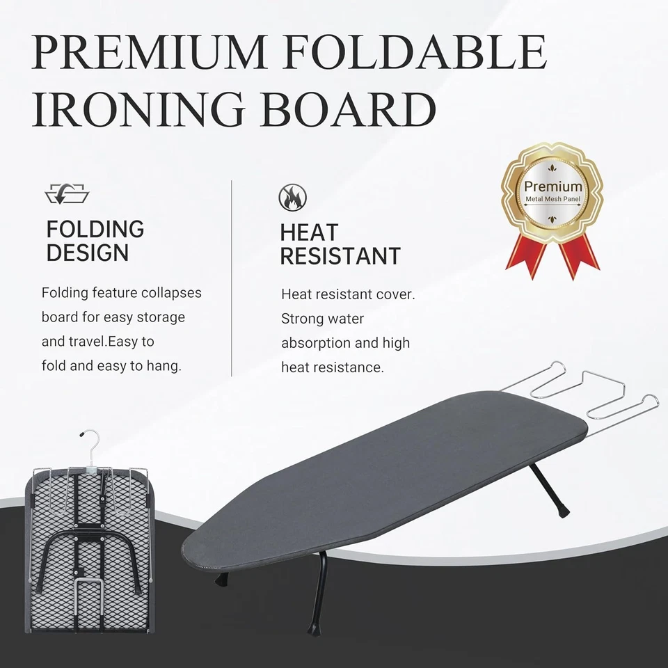 Compact Metal Mesh Tabletop Ironing Board - Foldable with Heat Resistant Cover - Image 4 of 4
