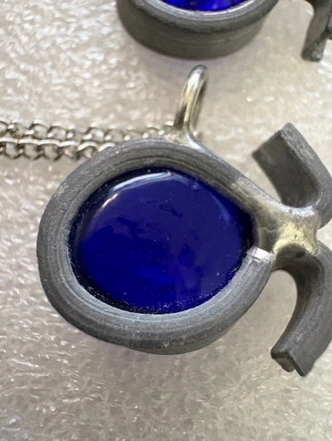 (3) Women's Pewter Fish Necklaces 9 1/2" with Blue Stone & Silver Colored Chains - Image 4 of 4