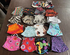 Lot of 20 Reusable Cotton Cloth Face Masks Colorful Prints Washable Adult Size
