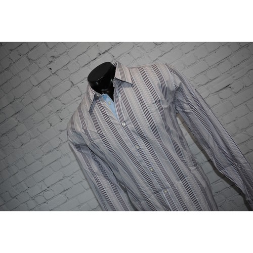Boss Hugo Boss Dress Shirt Mens Size XL Purple Blue Striped Cotton Button Up - Picture 3 of 7