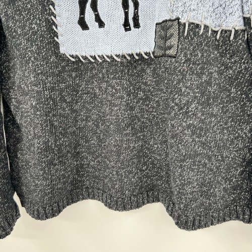 Maglione girocollo manica lunga blu motivo alce NorthStyle vintage taglia large - Foto 4 di 7