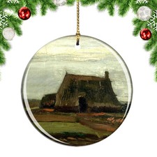 Van Gogh Farmhouse With Peat Stacks Pain Christmas ornament city travel souvenir