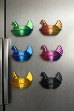 Set 6 Hen On Nest Chicken Centerpiece Bowl Magnets 3D Printed Carnival Kitchen