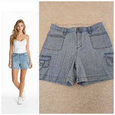 Vintage Lee Shorts 12 Stretch High Rise Light Wash Flap Pockets 32"X 5"