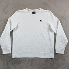 VTG Abercrombie and Fitch Y2K V Stitch Sweatshirt White Men XL Moose Logo NWOT
