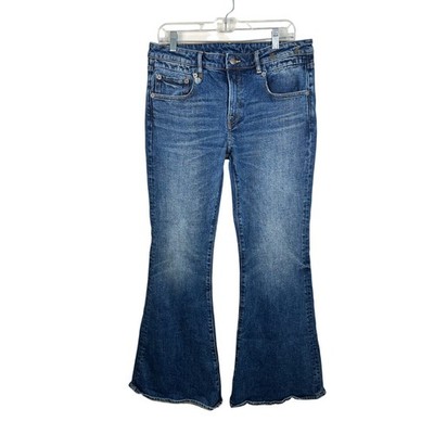 R13 Japanese Denim Overflow Boy Flare Size 31/12 Mire Blue Stretch EUC Womens