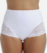 BALI Microfiber Lace 2 Pk White Firm Control Shaping Brief Panty Womens XL 2XL