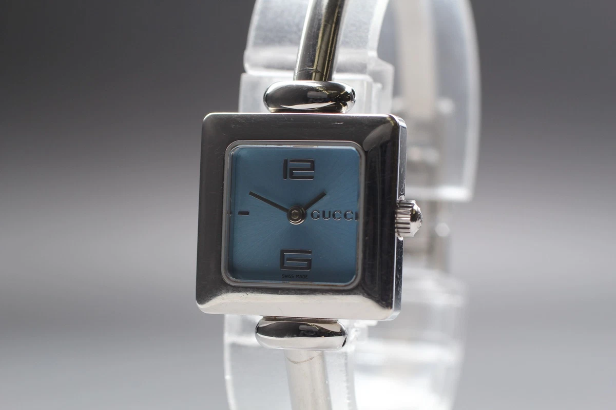 GUCCI Bangle 7800L Stainless Steel (SS)/Leather Quartz Women\'s Watch Vintage GUCCI 1900L WOMENS SILVER TONE BANGLE QUARTZ WATCH SQUARE  main image 4